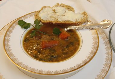 Kale, Ham & Sweet Potato Soup