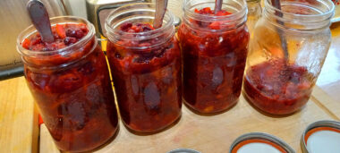 Cranberry sauce in jars